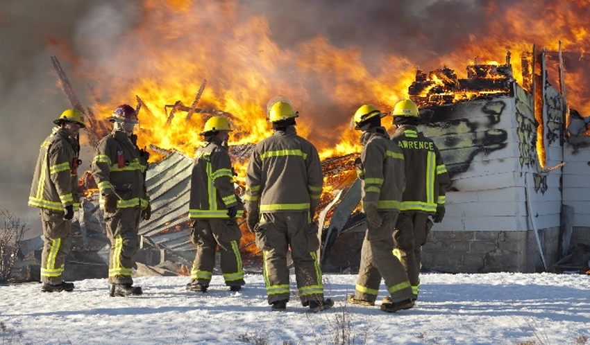 Firefighters responding to an emergency scene in Ontario